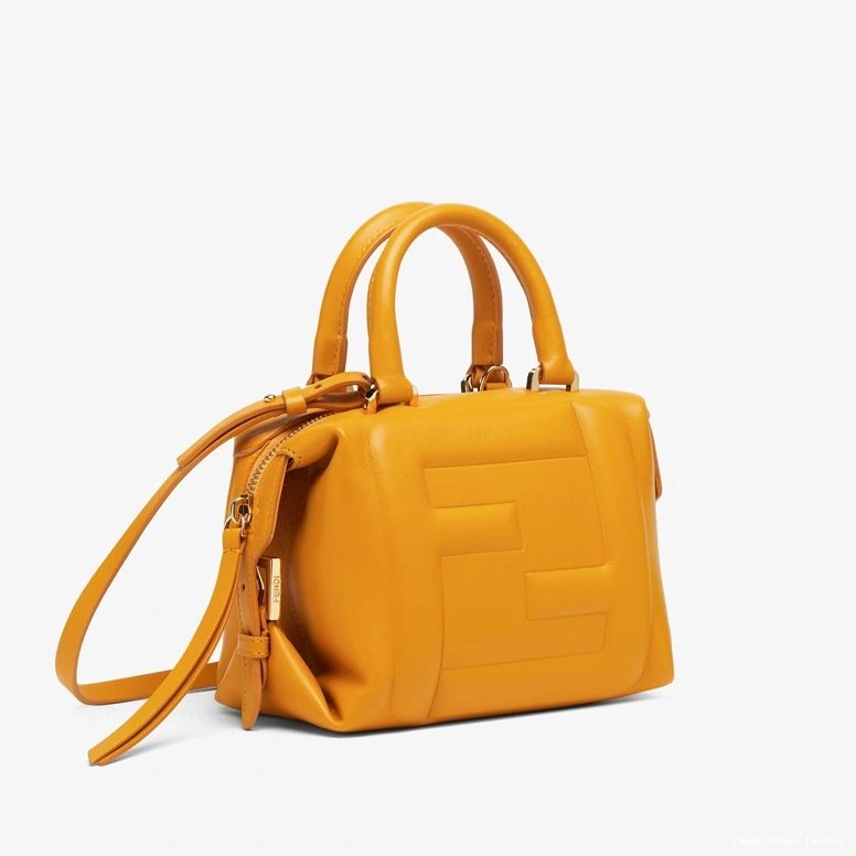 Cheap HOT Yellow Fendi Bag Nappa FF Leather Mini In Cube 0714